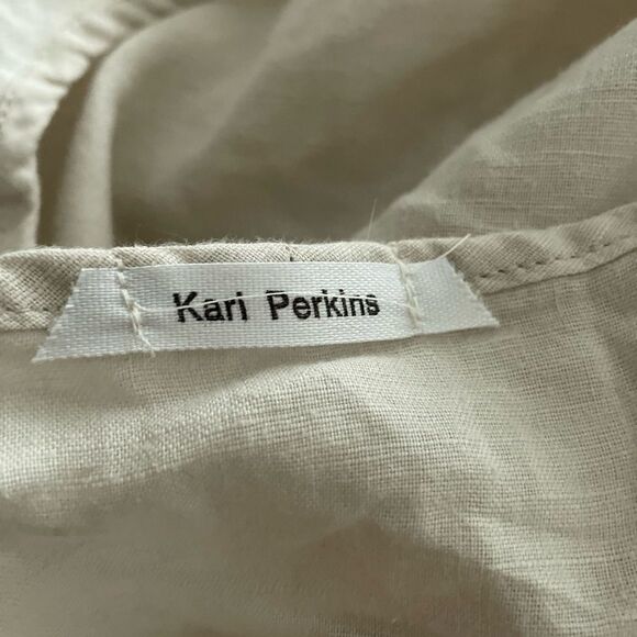 Kari Perkins‎ Linen Cropped Tee Size 0 oversized - Picture 2 of 3